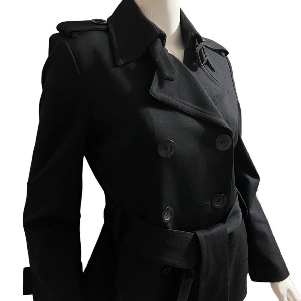 INC Black Double Breasted Belted Jacket size Medium
